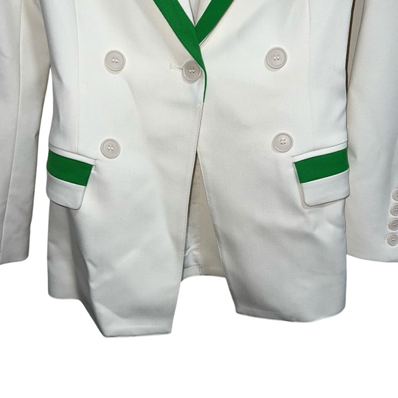 NEW NWT SMYTHE Taped Not A DB Blazer Jacket In Tennis Ivory & Green - Picture 6 of 9
